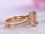 Trio Bridal Set, Oval Morganite Ring Forever Together Contoured Matching Ring Guard 14K Gold 9x11mm