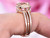 Trio Bridal Set, Cushion Morganite Ring Forever-Together Diamond Ring Guard 14K Rose Gold 8mm