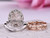 Trio Bridal Set, Oval Morganite Ring Trio Diamond Art Deco Band 14K Two Tone Gold 10x14mm