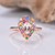 Pear morganite Ring Sapphire Floral Wreath Halo 14K Rose Gold