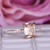 6x8mm Emerald Cut Morganite Engament Ring Full Cut Diamond Wedding 14k Rose Gold