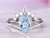 2pc Bridal Set, Pear Aquamarine Diamond Engagement Ring Tiara Moissanite Band 14K White Gold  6x8mm