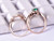 2pc Bridal Set,Natural Pear Emerald Engagement Ring Tiara Moissanite Band 14K Rose Gold 5x8mm