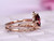 2pc Bridal Set, 2ct Cushion Garnet Cathdral Ring Floral Diamond Halo Art Deco Band 14K Rose Gold 7mm