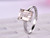 Emerald Cut Morganite Engagement Ring 14K White Gold 7x9mm Claw Prong