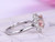 Round Morganite Engagement Cathedral Ring Moissanite Halo 14K White Gold 8mm