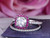 2pc Bridal Set, Cushion Moissanite Engagement Ring Ruby Halo Full Cut Diamond Wedding Band 14K White Gold 8mm