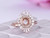 Semi Mount Ring Baguette and Round Diamond Double Halo 14K Rose Gold Setting Round 6.5mm