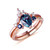 2pc Bridal Set, Three-Stone 6x8mm Pear Alexandrite Sapphire Marquise Moissanite Ring 14K Rose Gold