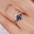 2pc Bridal Set, Three-Stone 6x8mm Pear Alexandrite Sapphire Marquise Moissanite Ring 14K Rose Gold