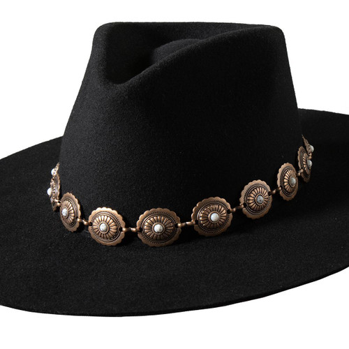3D CHAIN HATBAND 1" CONCHO STONE COPPER