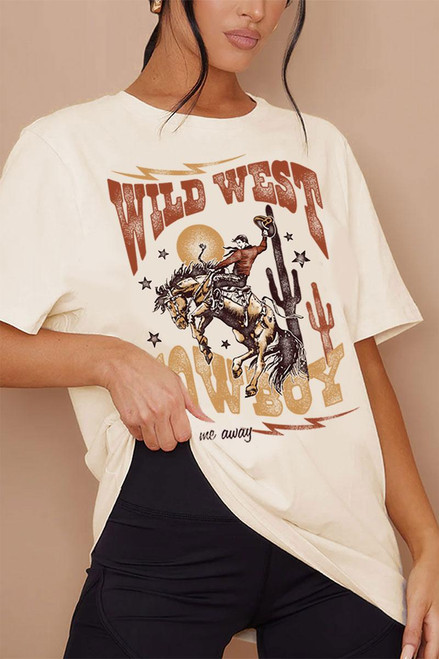 Wild West Cowboy Oversized Top - Mineral Oatmeal