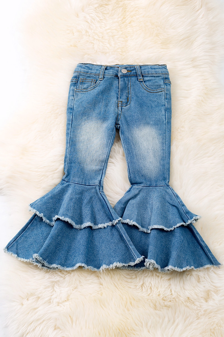 Light Blue Double Layer Denim Bell Pants
