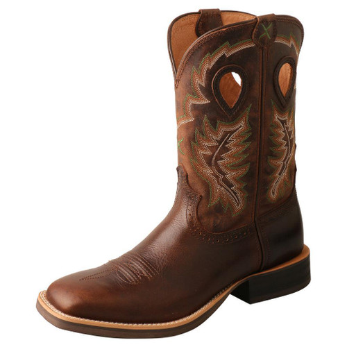 11" Smoky Chocolate and Tobacco Ruff Stock Western Boot - MRS0069