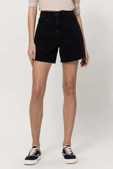 Super High Rise Mom Shorts | Black