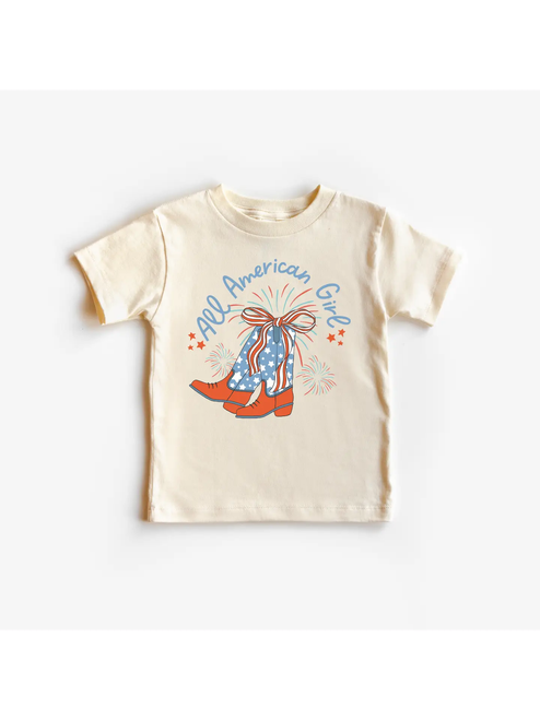 All American Girl Cowboy Boots 4th of July Shirt