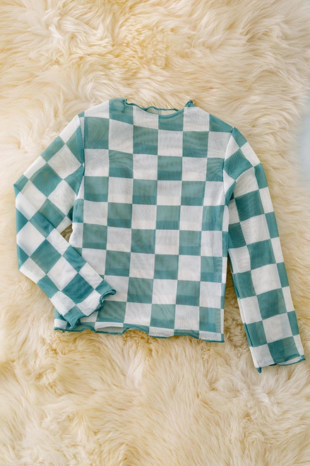 Cameo & White Checkered Mesh Top Cameo & White Checkered Mesh Top