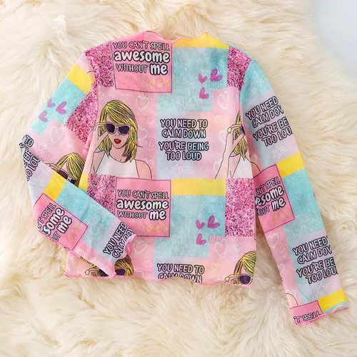 Multi-Printed Block Mesh Long Sleeve Shirt