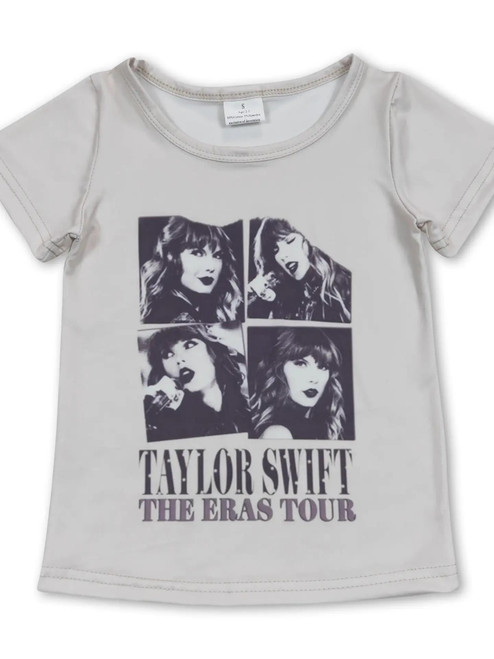 Patchwork Screen Printed Taylor Swift Tour Girls T-Shirt