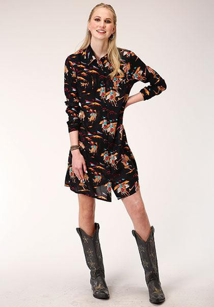RETRO RODEO PRT LS SHIRT DRESS 03-057-0590-6095