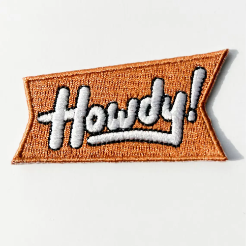 Orange Howdy Iron On Patch For Trucker Texas Western Cowgirl