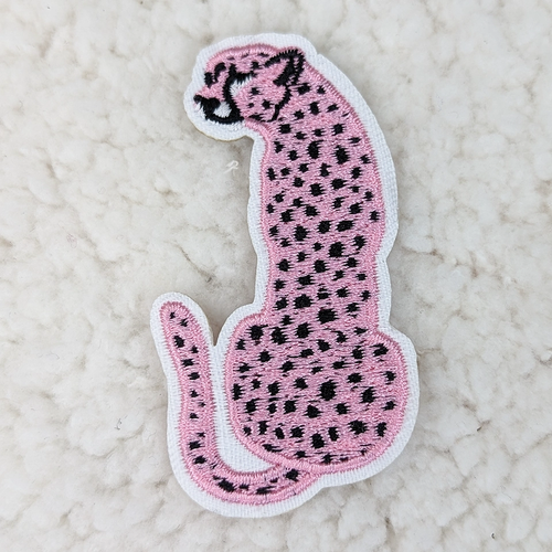 Pink Cheetah Embroidered Hat/Pocket Patch