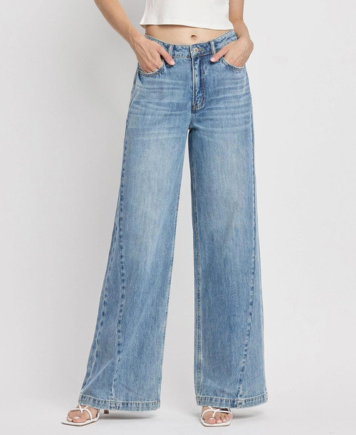 High Rise Seam Detail Wide Leg Jeans | Fulfillment