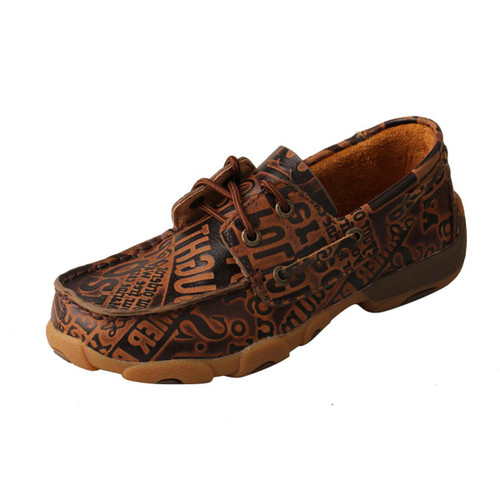 YOUTH DRIVING MOCCASINS - BOAT/BROWN PATTERN YDM0043