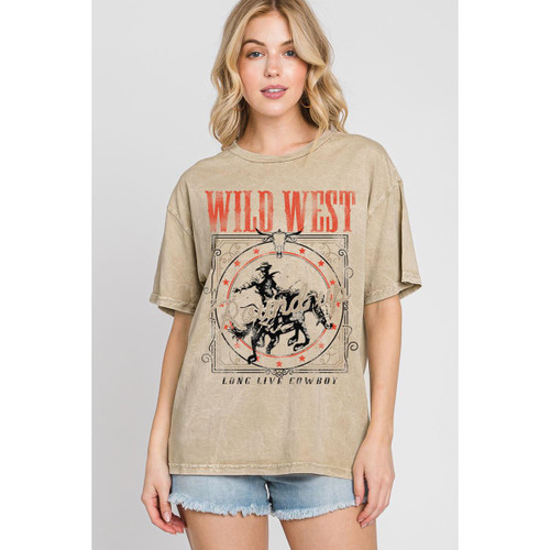 Wild West Round Up Mineral Graphic Tee - Mineral Beige