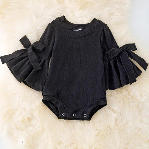Black Bell Sleeve Onesie with Snaps
