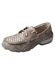YOUTH BOAT DRIVING MOCCASINS - GREY CHECK