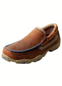 YOUTH SLIP ON DRIVING MOCCASINS - OILED SADDLE/BLUE YDSM0001