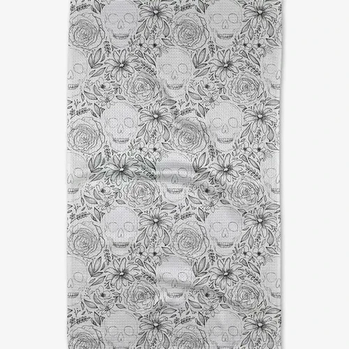 Skulls and Flowers Tea Towel