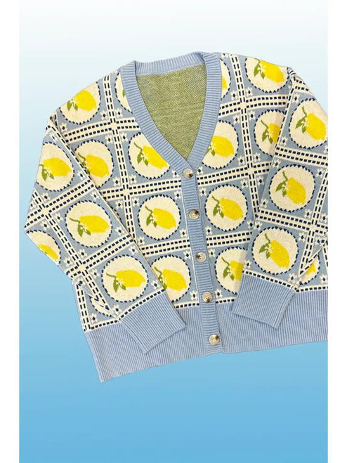 Tiled Lemon Knit Cardigan
