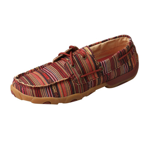 WOMENS BOAT SHOE DRIVING MOCCASINS - RED/MULTI WDM0103