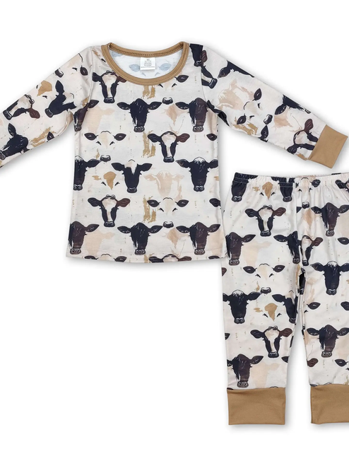 Long Sleeves Cows Kids Boys Bamboo Pajamas