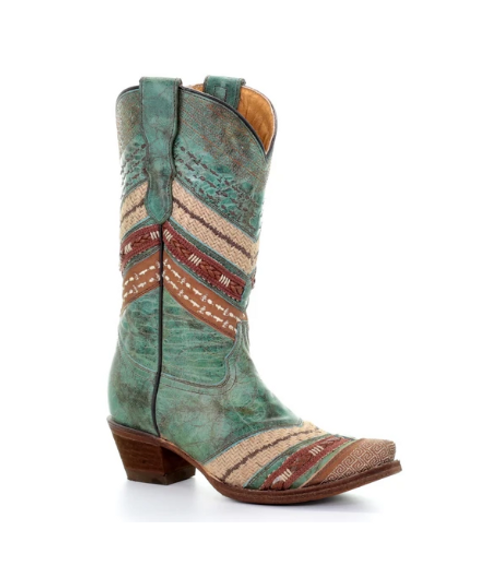 TN TURQUOISE/BROWN EMBROIDERY E1343