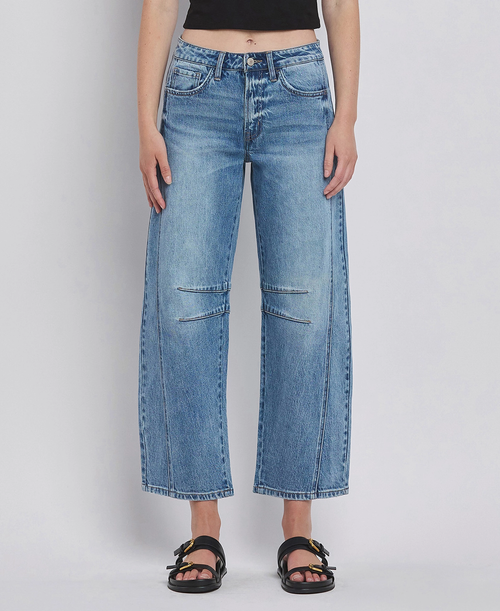 High Rise Barrel Leg Jeans - TINGLE