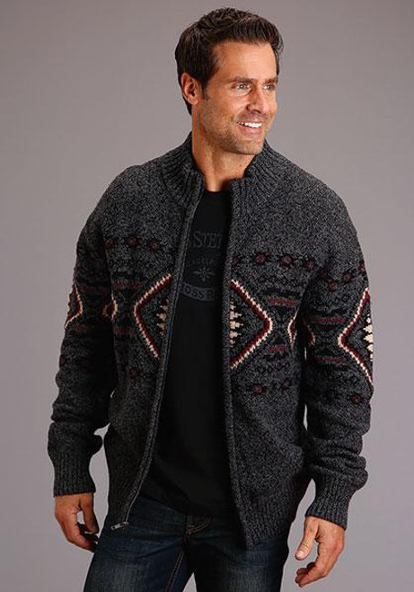 MENS SWEATER  STETSON SWEATER Stetson Horizontal Aztec Cardigan - 11-014-0120-7037