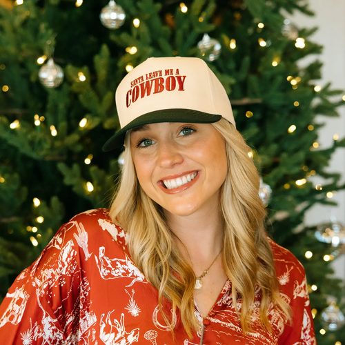 Santa Leave Me A Cowboy- Holiday Hat- Christmas Hat