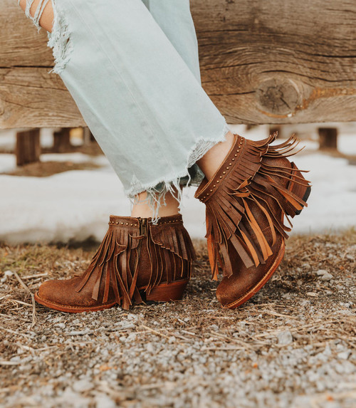 FINAL SALE Ladies Fringe Dist. Brown C-Toe