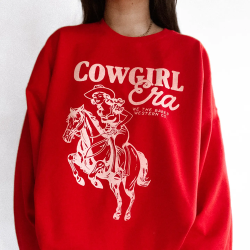 Cowgirl Era Western Graphic Sweatshirt - Red