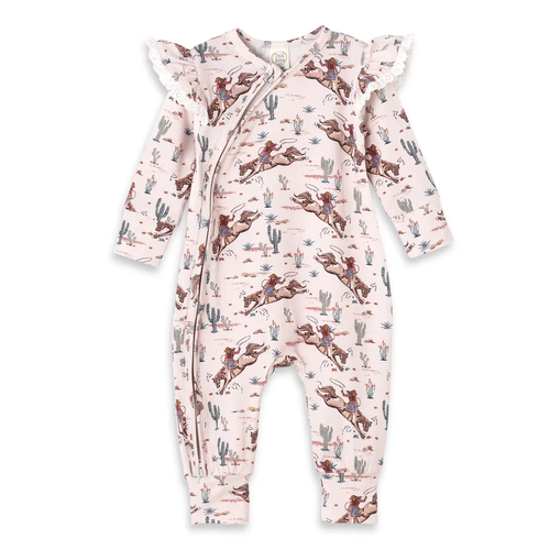 Prairie Princess Girl's Western Bamboo Zipper Romper