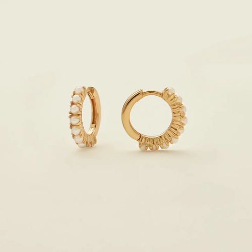 Made By Mary Pearl Huggie Hoop Earrings - Gold
