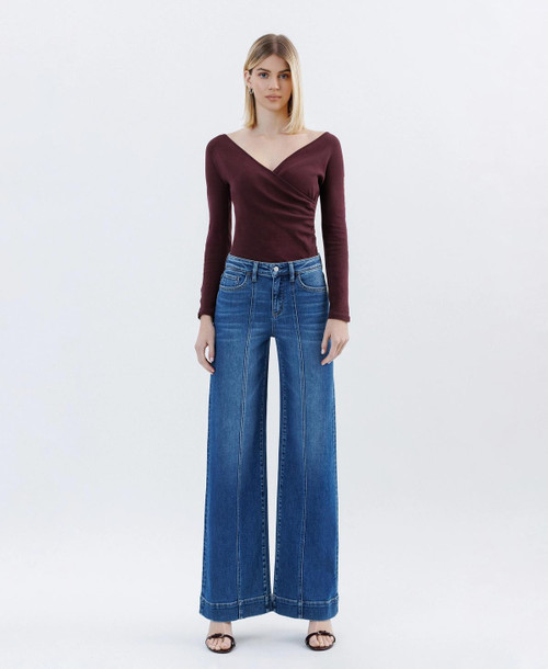 High Rise Trouser Hem Extreme Wide Leg Jeans