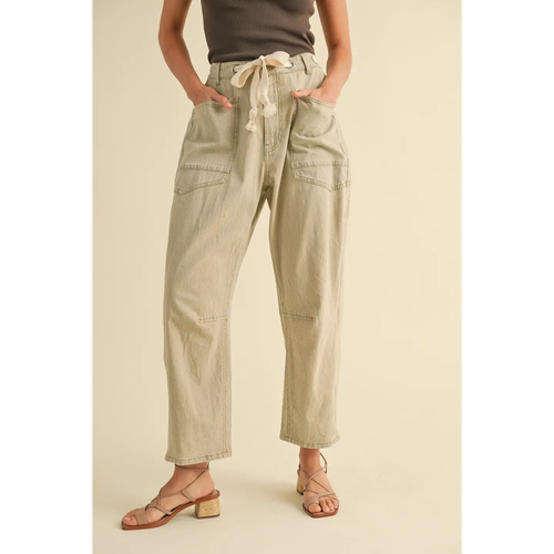 2 Tone Cotton Pants with Cotton Belt