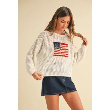 Flag Knitted Sweater Top