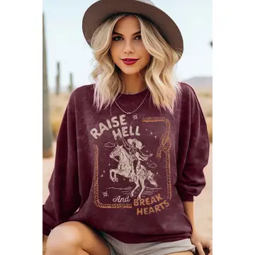 Raise Hell N Break Hearts Mineral Graphic Sweatwhirts - Mineral Burgundy