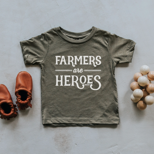 Farmers Are Heroes Kids Tee - Olive
