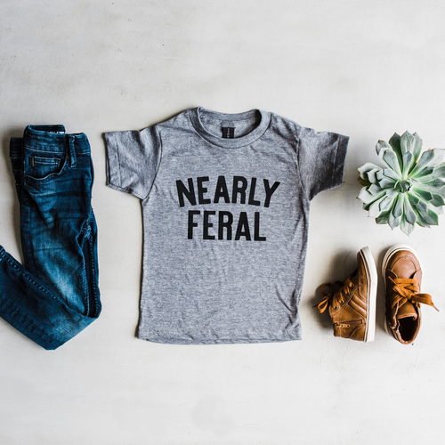 Nearly Feral Kids Tee - Gray